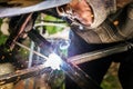 Stick Welding And Arc Welding Close Up Royalty Free Stock Photo