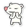 sticker of a angry polar bear cartoon