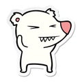 sticker of a angry polar bear cartoon