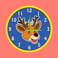 Sticker Animal Head With Crown On Clock. Deer Head. Perfect For Character Design Kid Clock