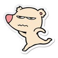 sticker of a annoyed bear cartoon running
