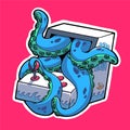 sticker arcade game machine with tentacles