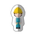 Sticker avatar worker with toolkit and black hair