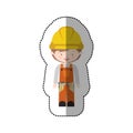 Sticker avatar worker with toolkit and helmet
