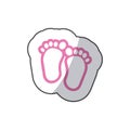 sticker Baby paint footprint standing in pink