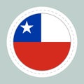 Sticker ball with flag of Chile. Round sphere, template icon. Chilean national symbol. Glossy realistic ball, 3D
