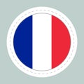 Sticker ball with flag of France. Round sphere, template icon. French national symbol. Glossy realistic ball, 3D