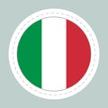 Sticker ball with flag of Italy. Round sphere, template icon. Italian national symbol. Glossy realistic ball, 3D