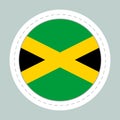 Sticker ball with flag of Jamaica. Round sphere, template icon. Jamaican national symbol. Glossy realistic ball, 3D