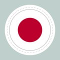 Sticker ball with flag of Japan. Round sphere, template icon. Japanese national symbol. Glossy realistic ball, 3D