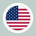 Sticker ball with flag of USA. Round sphere, template icon. American national symbol. Glossy realistic ball, 3D abstract