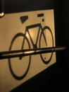 Sticker of a bike on a train window