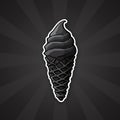 Sticker black ice cream in the black waffle cone