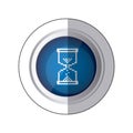 sticker blue circular button with silhouette pixelated Hourglass pc Royalty Free Stock Photo