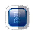 sticker blue square frame with hourglass icon Royalty Free Stock Photo
