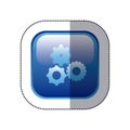 sticker blue square frame with pinions set icon Royalty Free Stock Photo