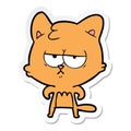 sticker of a bored cartoon cat