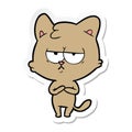 sticker of a bored cartoon cat