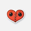 Sticker broken heart with eyes Royalty Free Stock Photo