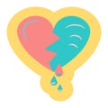 Sticker broken heart for the holiday Valentine`s Day Royalty Free Stock Photo