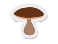 Sticker brown mushroom of tattoo in modern style. Hand drawing vector illustration