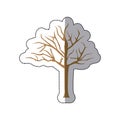 sticker brown silhouette tree with branches without leaves