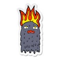 sticker of a burning cartoon ghost