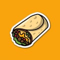 sticker of burrito with cartoon style Royalty Free Stock Photo