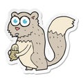 sticker of a cartoon angry squirrel with nut Royalty Free Stock Photo