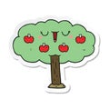 sticker of a cartoon apple tree Royalty Free Stock Photo