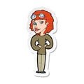 sticker of a cartoon aviator woman