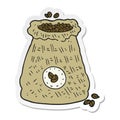 sticker of a cartoon bag of coffee beans Royalty Free Stock Photo