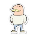 sticker of a cartoon bald man with mustache