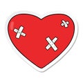 sticker of a cartoon beaten up heart Royalty Free Stock Photo