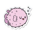 sticker of a cartoon blowfish