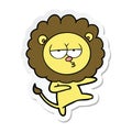 sticker of a cartoon bored lion dancing Royalty Free Stock Photo