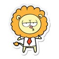 sticker of a cartoon bored lion office worker Royalty Free Stock Photo