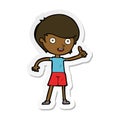 sticker of a cartoon boy giving thumbs up symbol Royalty Free Stock Photo