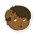 sticker of a cartoon boy with ugly growth on head Royalty Free Stock Photo