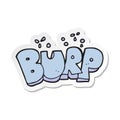 sticker of a cartoon burp text