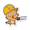 sticker of a cartoon cat builder Royalty Free Stock Photo