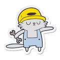 sticker of a cartoon cat builder Royalty Free Stock Photo
