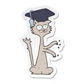 sticker of a cartoon cat with graduation cap Royalty Free Stock Photo