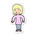 sticker of a cartoon cautious woman Royalty Free Stock Photo