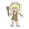 sticker of a cartoon cave woman