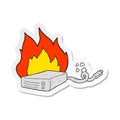 sticker of a cartoon computer hard drive burning Royalty Free Stock Photo