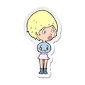 sticker of a cartoon concerned woman