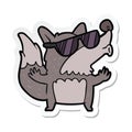 sticker of a cartoon cool werewolf howling