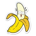 sticker of a cartoon crazy happy banana