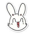 sticker of a cartoon crazy happy bunny face